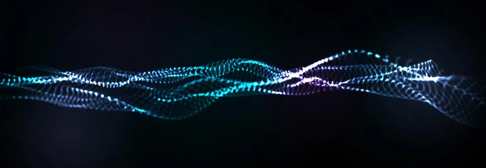 Abstract vector background. Glowing particles dynamic flow. 库存插图
