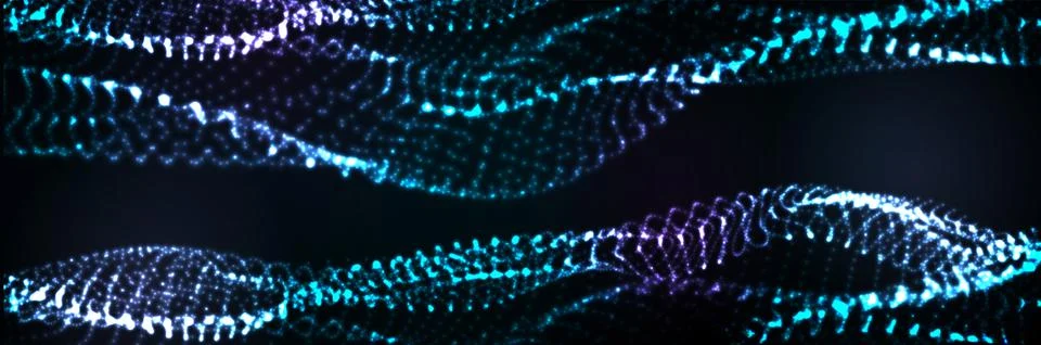 Abstract vector background. Glowing particles dynamic flow. Stock Illustration