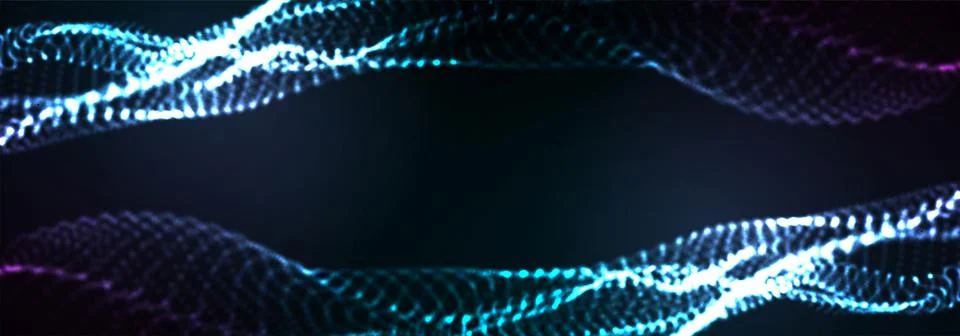 Abstract vector background. Glowing particles dynamic flow. Stock Illustration