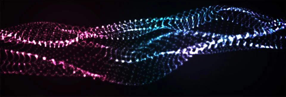 Abstract vector background. Glowing particles dynamic flow. Stock Illustration