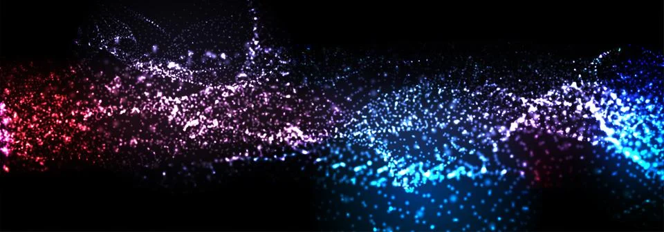 Abstract vector background. Glowing particles dynamic flow. Stock Illustration