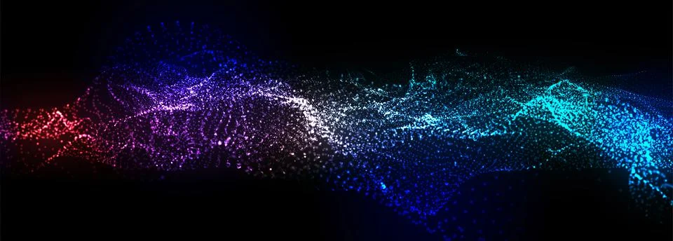 Abstract vector background. Glowing particles dynamic flow. Stock Illustration