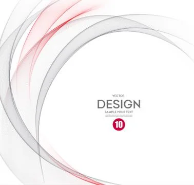 Abstract vector background, gray and red wavy Stock Illustration