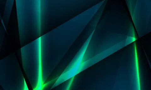 Abstract vector background with green glowing light lines. Stock Illustration