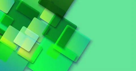 Abstract vector background of green squares. Vector banner with copy space Stock Illustration