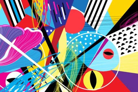 Abstract vector background with interesting geometric objects and shapes. 스톡 일러스트