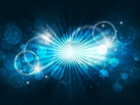 Abstract vector background with lights and glowing bubbles. Stock Illustration
