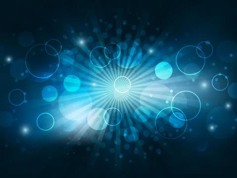 Abstract vector background with lights, halftone effect and glowing bubbles. Stock Illustration