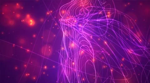 Abstract vector background of lines and points, curved beautiful shapes. Illustrazione stock