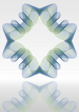 Abstract vector background with mirror blue and green guilloche patterns イラスト素材