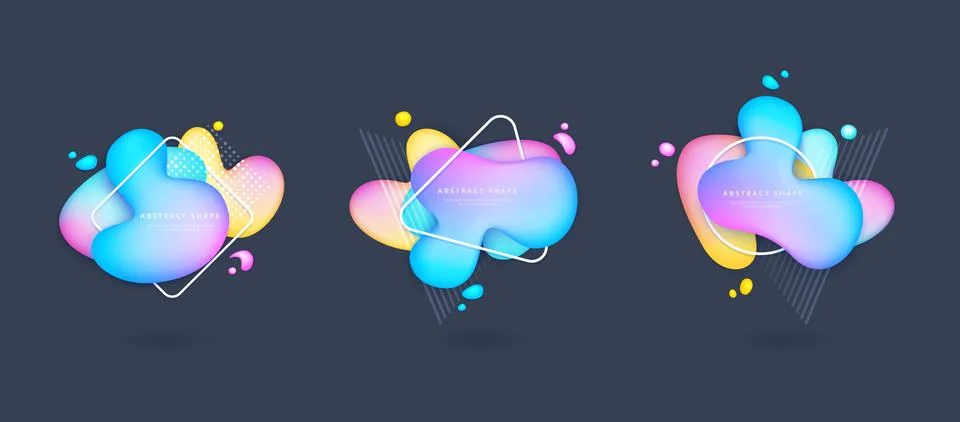 Abstract vector background multicolored rounded shapes on black Illustrazione stock