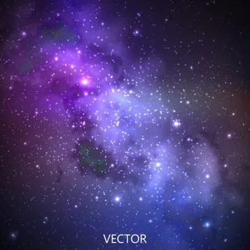 Abstract vector background with night sky and stars. illustration of outer space Stock Illustration