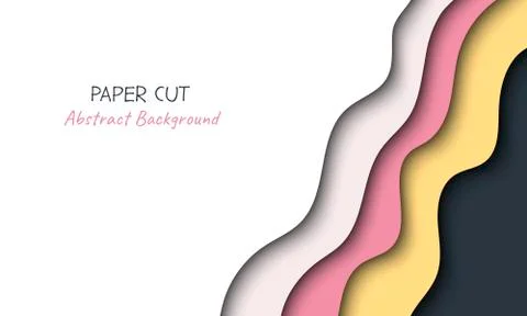 Abstract vector background in paper cut style with shadows and copy space for イラスト素材