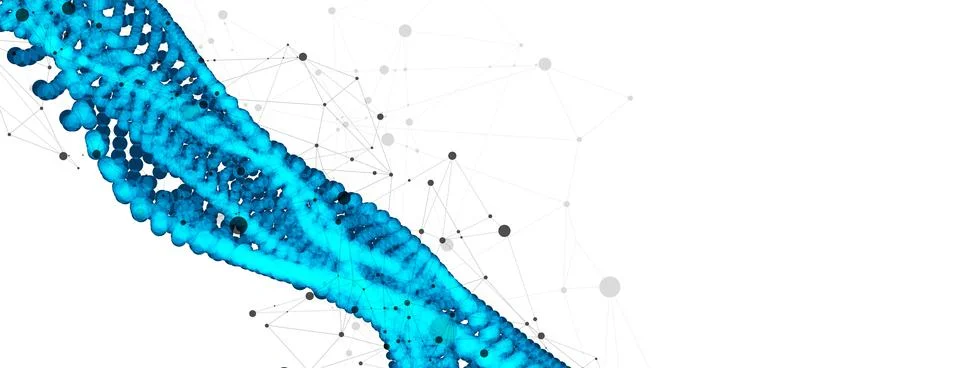 Abstract vector background. Particles dynamic flow with plexus effect. Stockillustratie