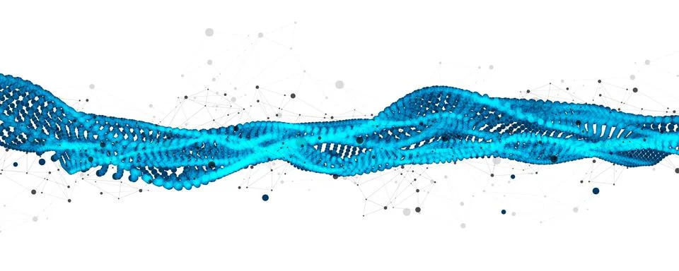Abstract vector background. Particles dynamic flow with plexus effect. Stock Illustration