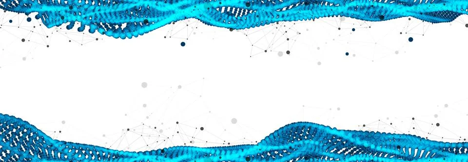 Abstract vector background. Particles dynamic flow with plexus effect. Stock Illustration