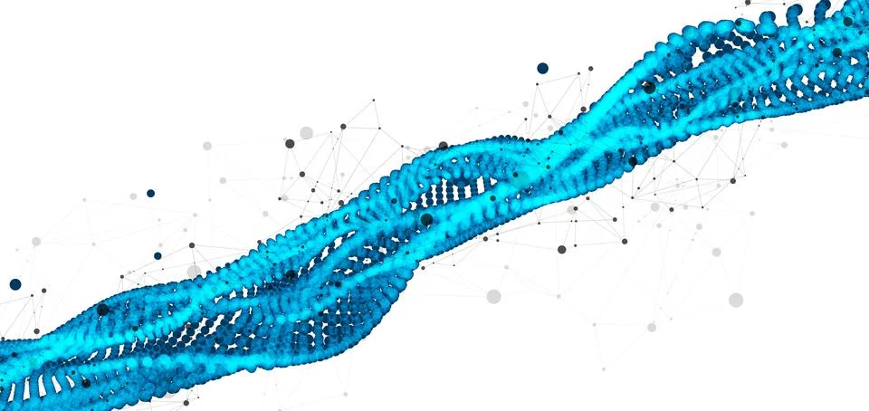 Abstract vector background. Particles dynamic flow with plexus effect. Stock Illustration