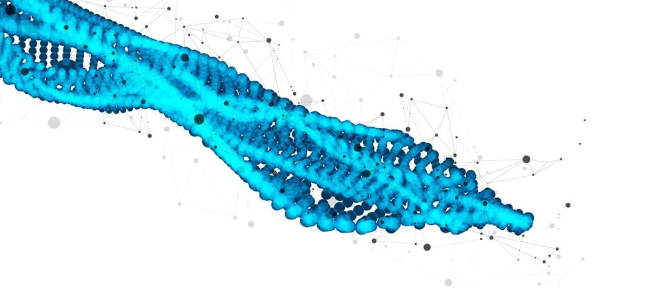 Abstract vector background. Particles dynamic flow with plexus effect. Illustrazione stock