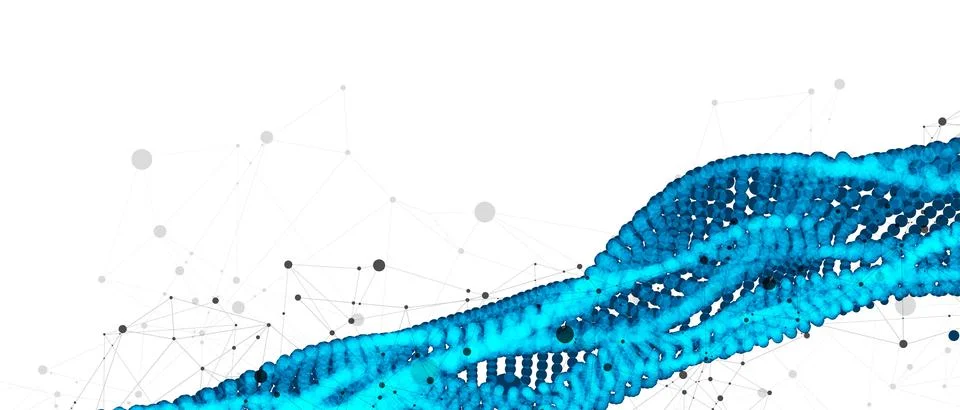 Abstract vector background. Particles dynamic flow with plexus effect. 스톡 일러스트