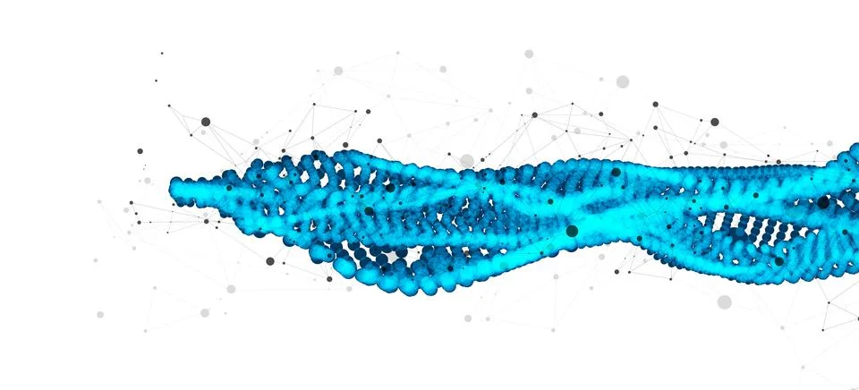 Abstract vector background. Particles dynamic flow with plexus effect. 스톡 일러스트