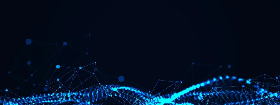 Abstract vector background. Particles dynamic flow with plexus effect. Stock Illustration