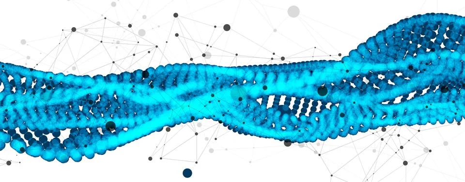 Abstract vector background. Particles dynamic flow with plexus effect. Stock Illustration