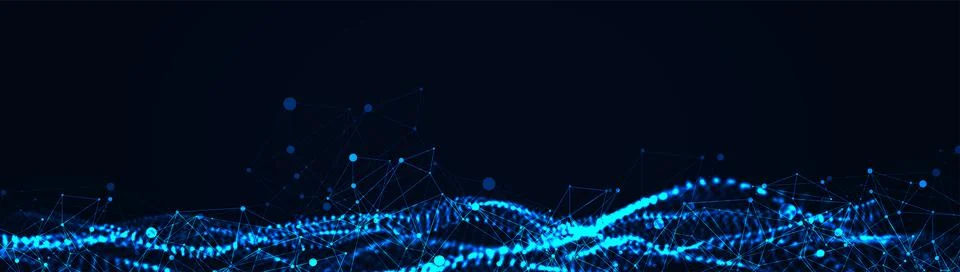 Abstract vector background. Particles dynamic flow with plexus effect. Stock Illustration