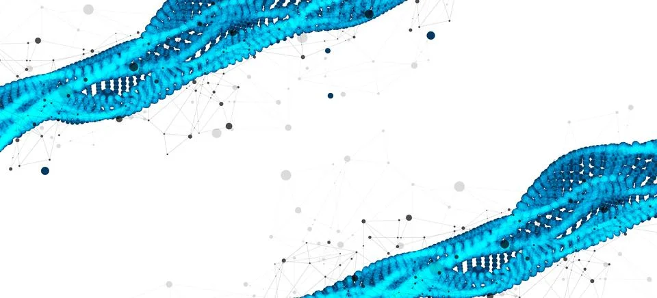 Abstract vector background. Particles dynamic flow with plexus effect. Stockillustratie