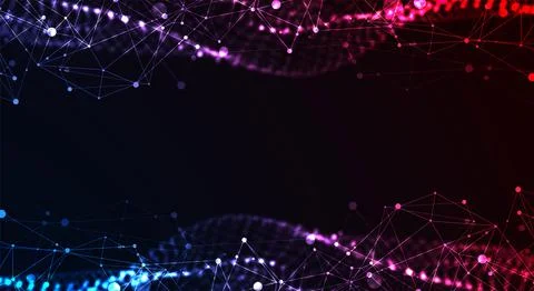 Abstract vector background. Particles dynamic flow with plexus effect. Stock Illustration