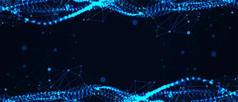 Abstract vector background. Particles dynamic flow with plexus effect. Stock Illustration