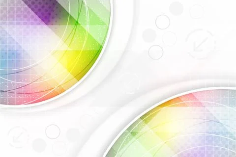 Abstract vector background in rainbow colors with circular elements, halftone Stock Illustration