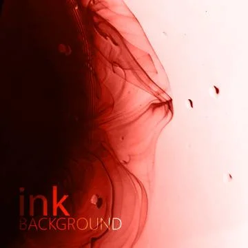 Abstract vector background of red fluid ink swirling in water. m Stock Illustration