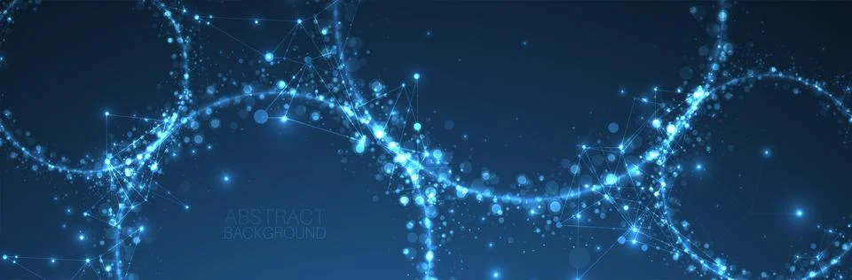 Abstract vector background, scientific direction, with glowing circles and ch Stock Illustration