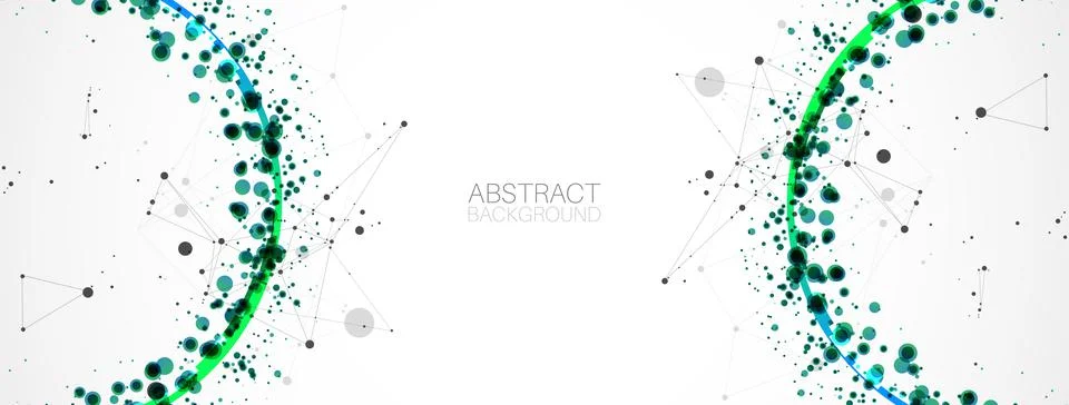 Abstract vector background, scientific direction, with green circles and chao Stock Illustration