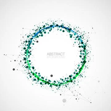 Abstract vector background, scientific direction, with green circles and chao Stock Illustration