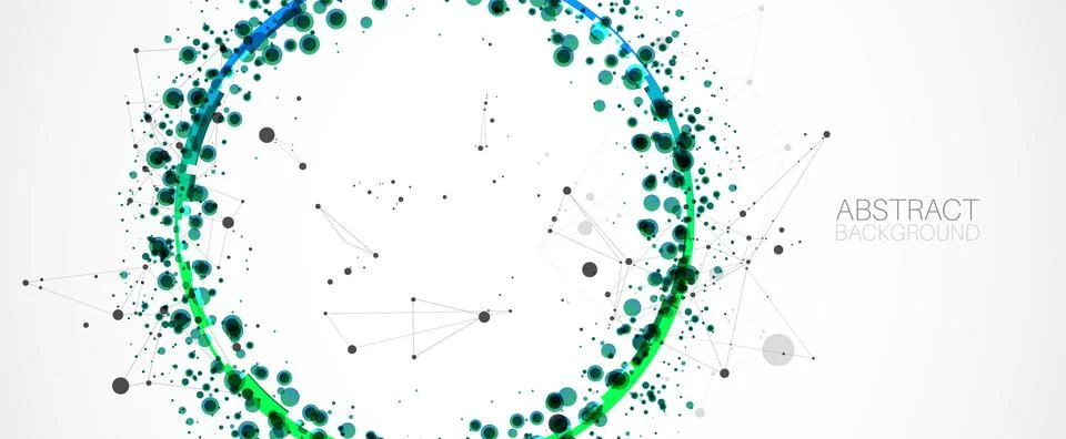 Abstract vector background, scientific direction, with green circles and chao Ilustración de archivo