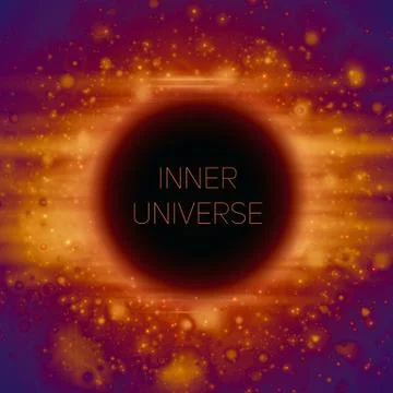 Abstract vector background of strange Black Hole in space. Shining stars fall Stock Illustration