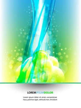 Abstract Vector Background - Transparent Spheres, Lights and Wavy Foliage Dec Stock-Illustration