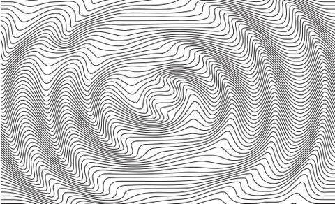 Abstract vector background of waves. 3D optical illusion, line art Stock Illustration