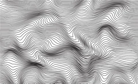 Abstract vector background of waves. 3D optical illusion, line art Stock Illustration