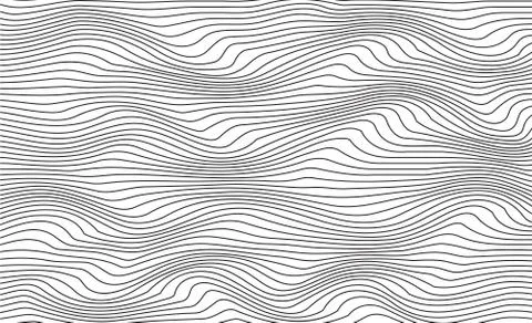 Abstract vector background of waves. 3D optical illusion, line art Stock Illustration