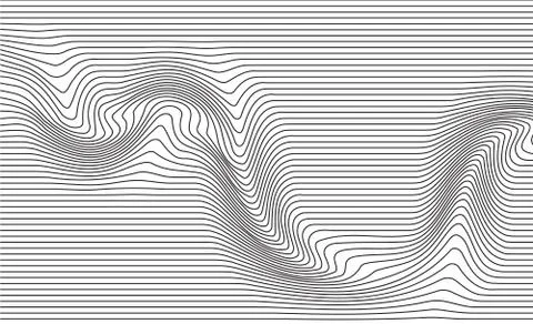 Abstract vector background of waves. 3D optical illusion, line art Stock Illustration