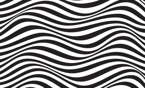 Abstract vector background of waves. 3D optical illusion, line art Stock Illustration