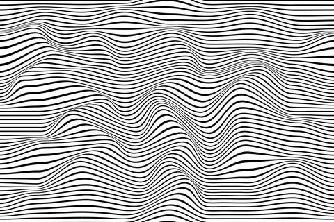 Abstract vector background of waves. 3D optical illusion, line art Stock Illustration
