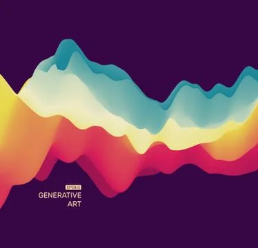 Abstract vector background of waves. Dynamic Effect. 3D Vector Illustration. Stock Illustration