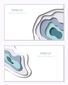Abstract vector backgrounds in paper cut style with shadows and copy space fo Stock Illustration