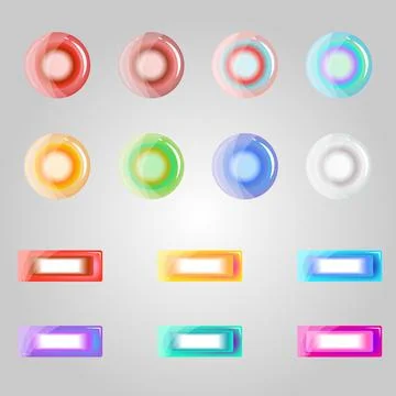 Abstract vector banner set of 14. Transparent buttons. Colorful and isolated  스톡 일러스트