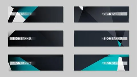 Abstract vector banners with geometric backgrounds gradient green black and w Stock Illustration