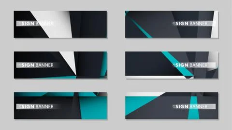 Abstract vector banners with geometric backgrounds gradient green black and w Ilustración de archivo