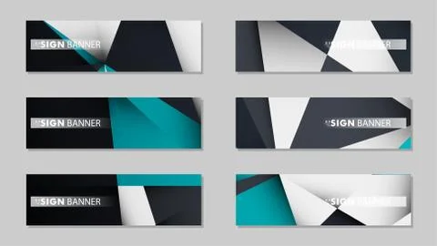 Abstract vector banners with geometric backgrounds gradient green black and w Illustrazione stock